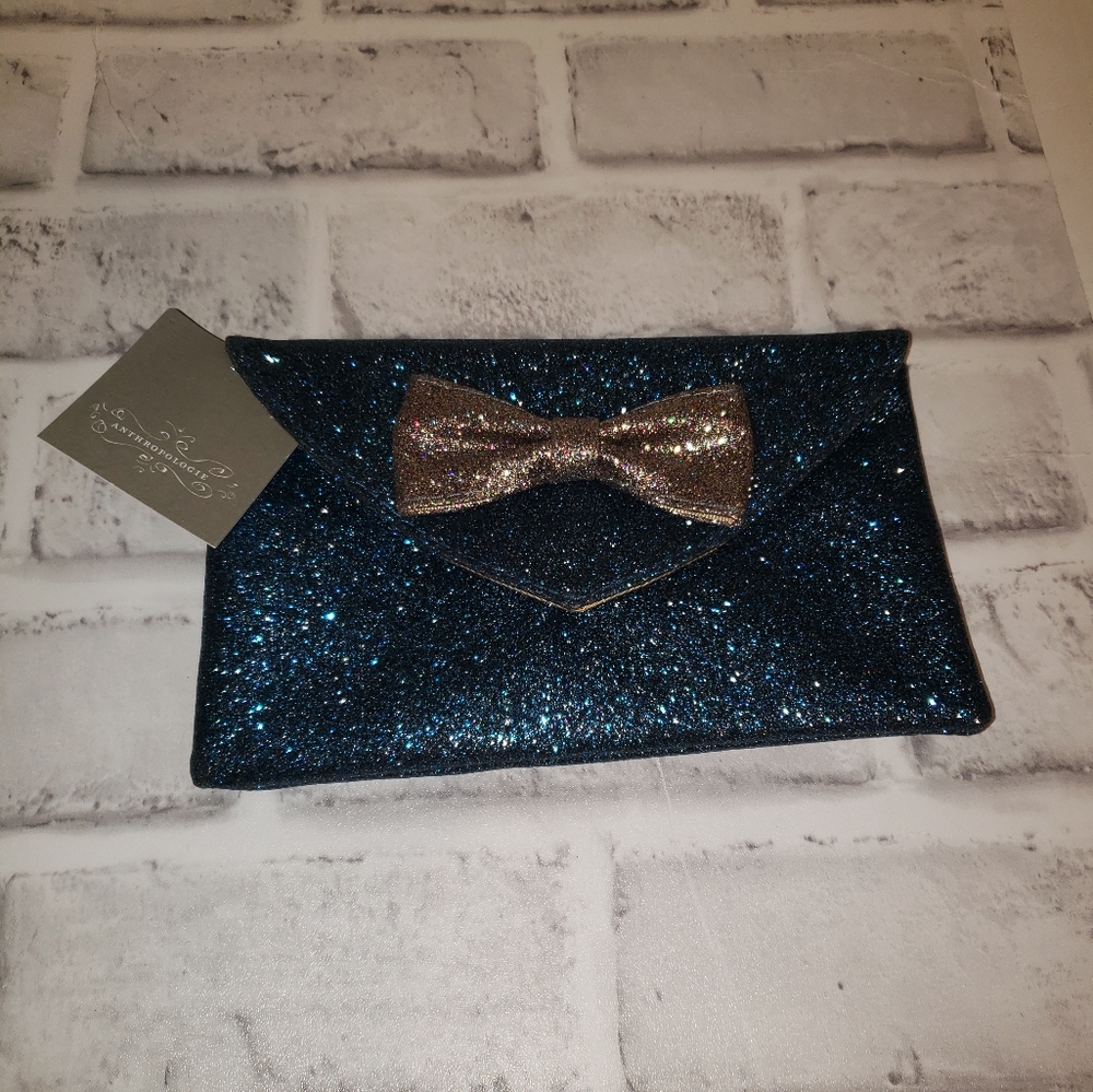 Anthropologie Miss Albright Glitter Envelope Clutch